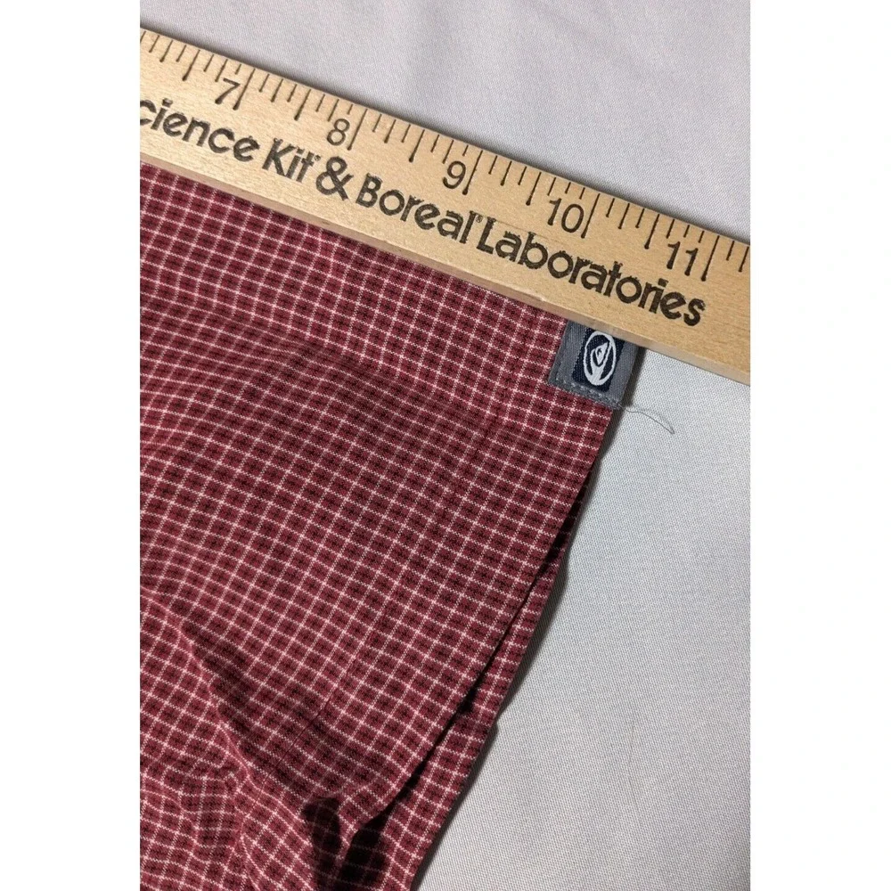 QUIKSILVER Men Large Red‎ Mini Check Nylon Blend Button-Up Shirt